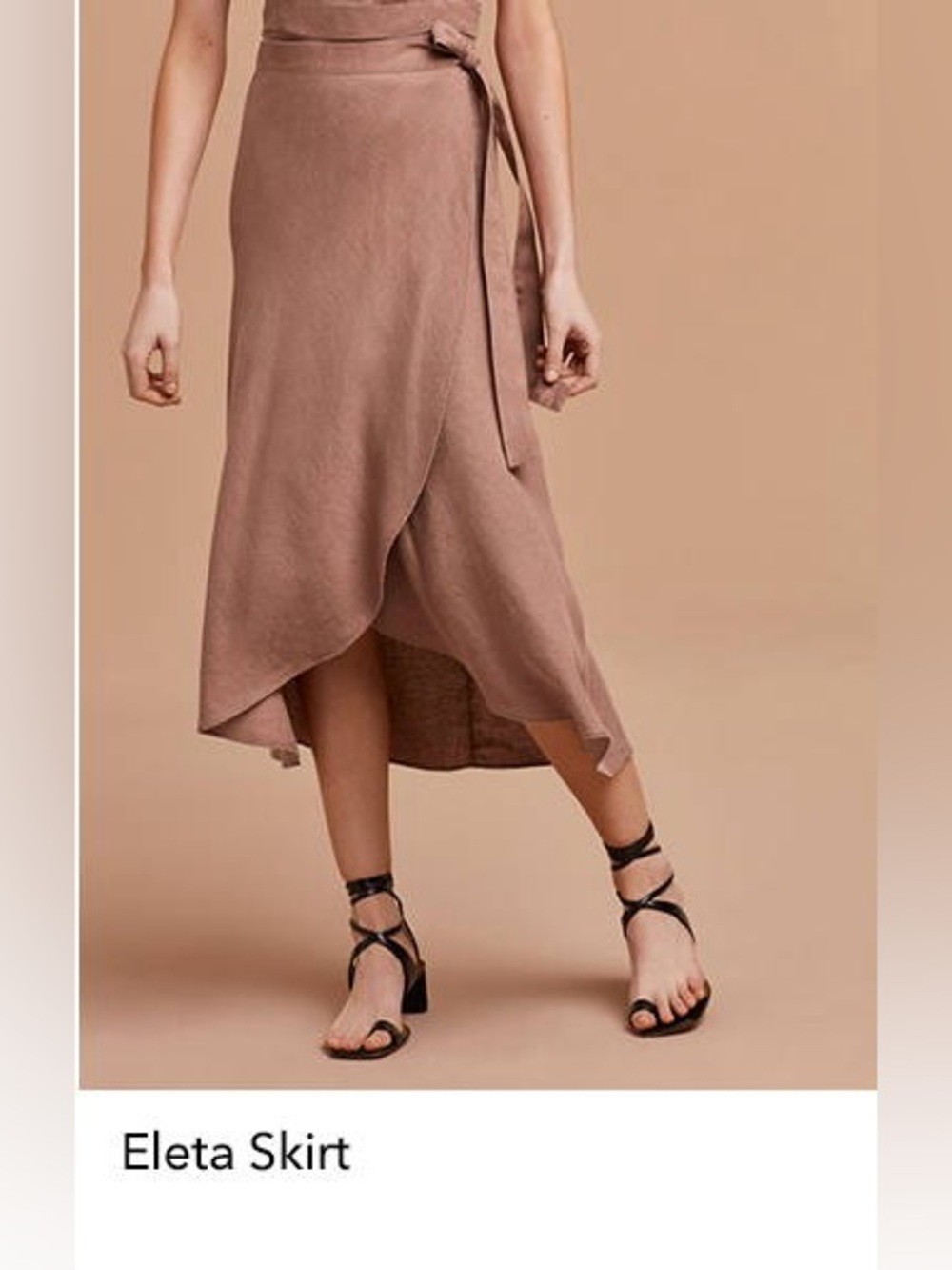Aritzia Wilfred Eleta Linen Pink Dusty Rose Wrap Midi Skirt Size Large